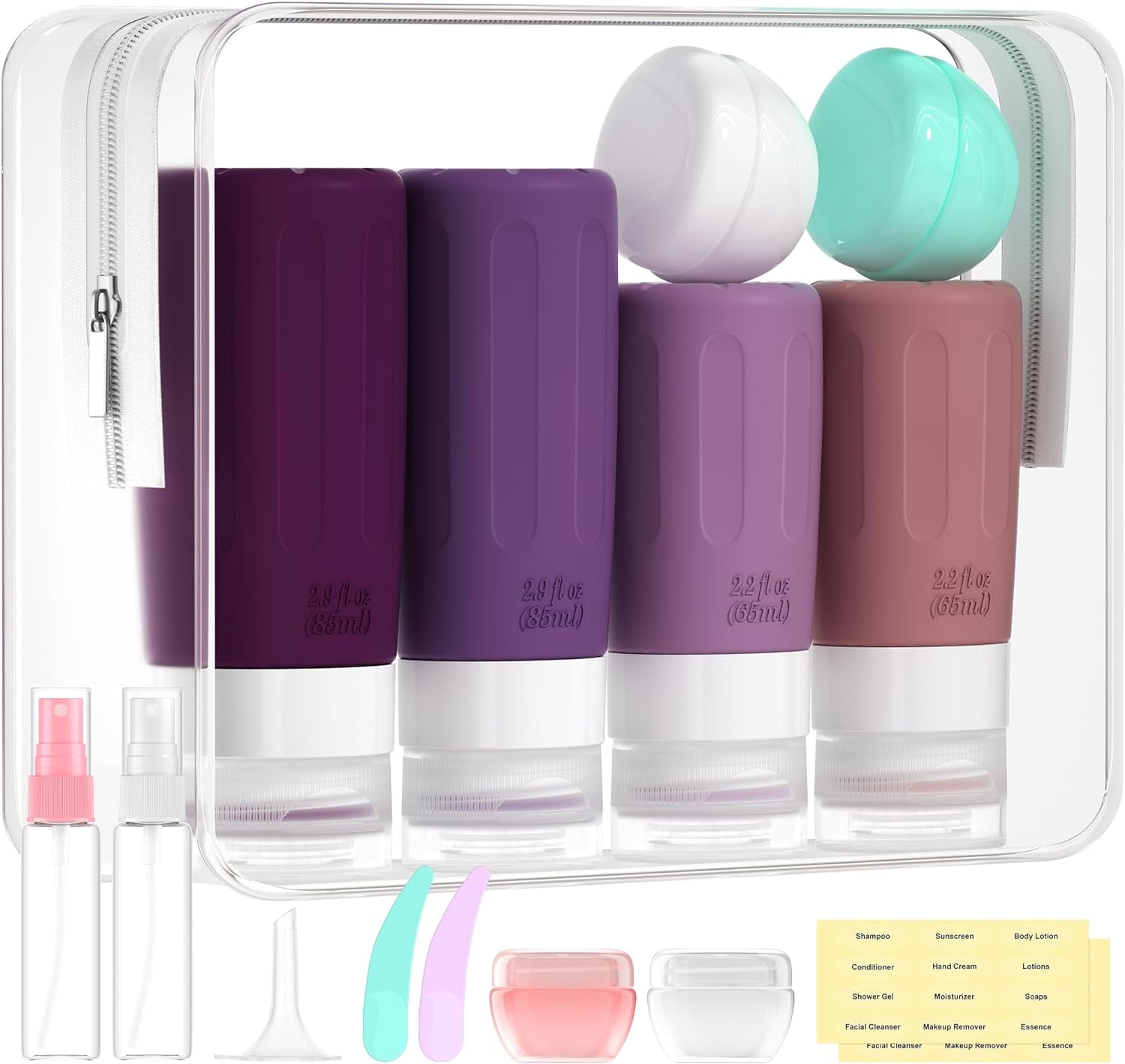 Morfone 16 Pack Travel Bottles for Toiletries, Tsa Approved Leak Proof Travel Size Containers, BPA Free Refillable Travel Accessories for Shampoo Conditioner Lotion