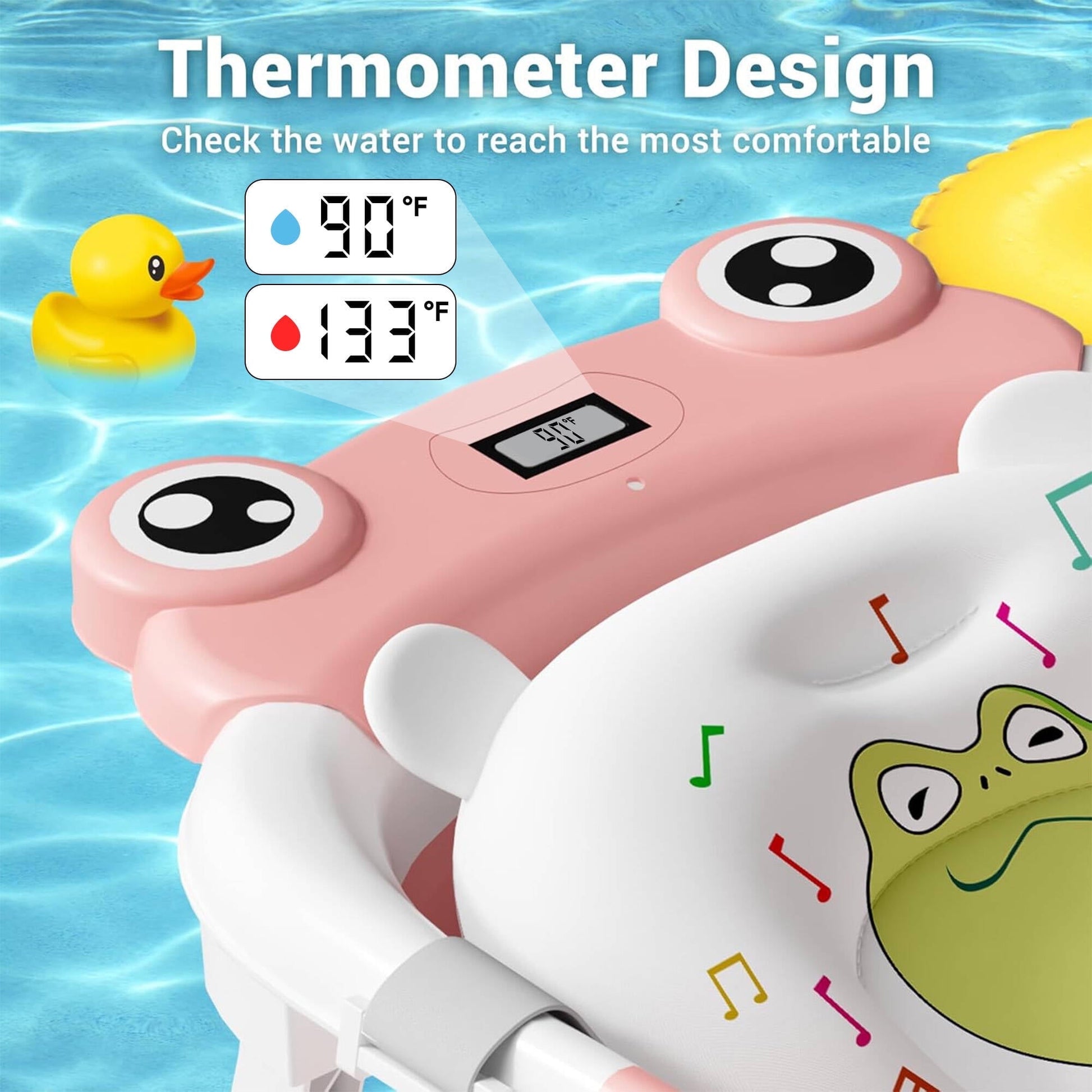 Morfone Collapsible Baby Bathtub with Thermometer, Hooded Towel, Soft Cushion and Bath Toys, Portable Travel Baby Tub for Newborn to Toddler 0-36 Months