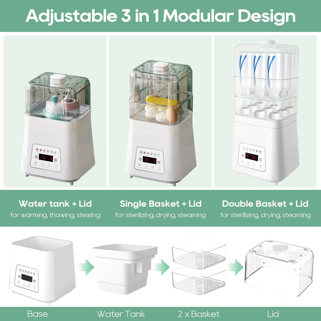 Morfone 8 in 1 Baby Bottle Sterilizer and Dryer for Baby Bottles Pacifiers Breast Pump, Touch Screen & Auto-off Bottle Sanitizer