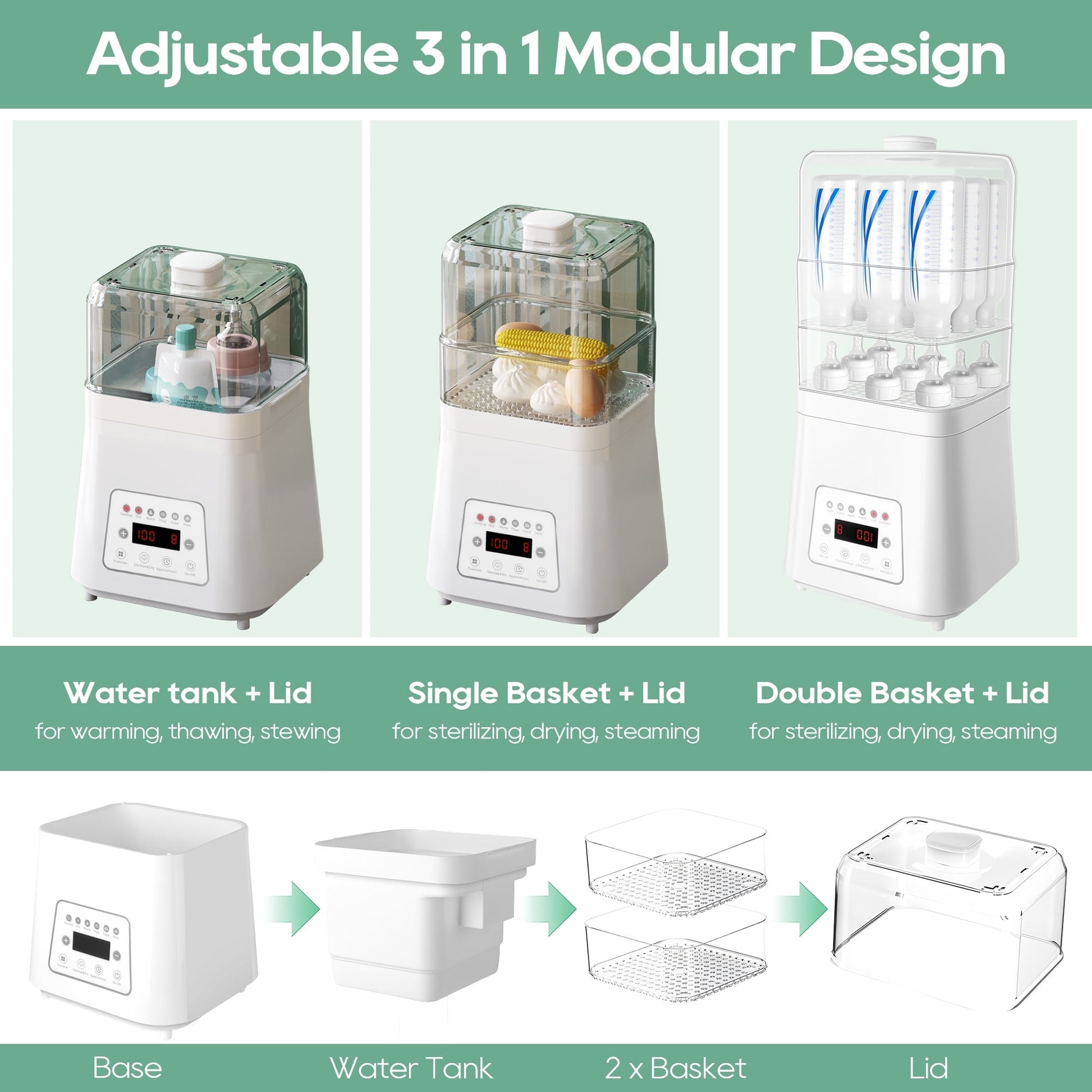 Morfone 8 in 1 Baby Bottle Sterilizer and Dryer for Baby Bottles Pacifiers Breast Pump, Touch Screen & Auto-off Bottle Sanitizer