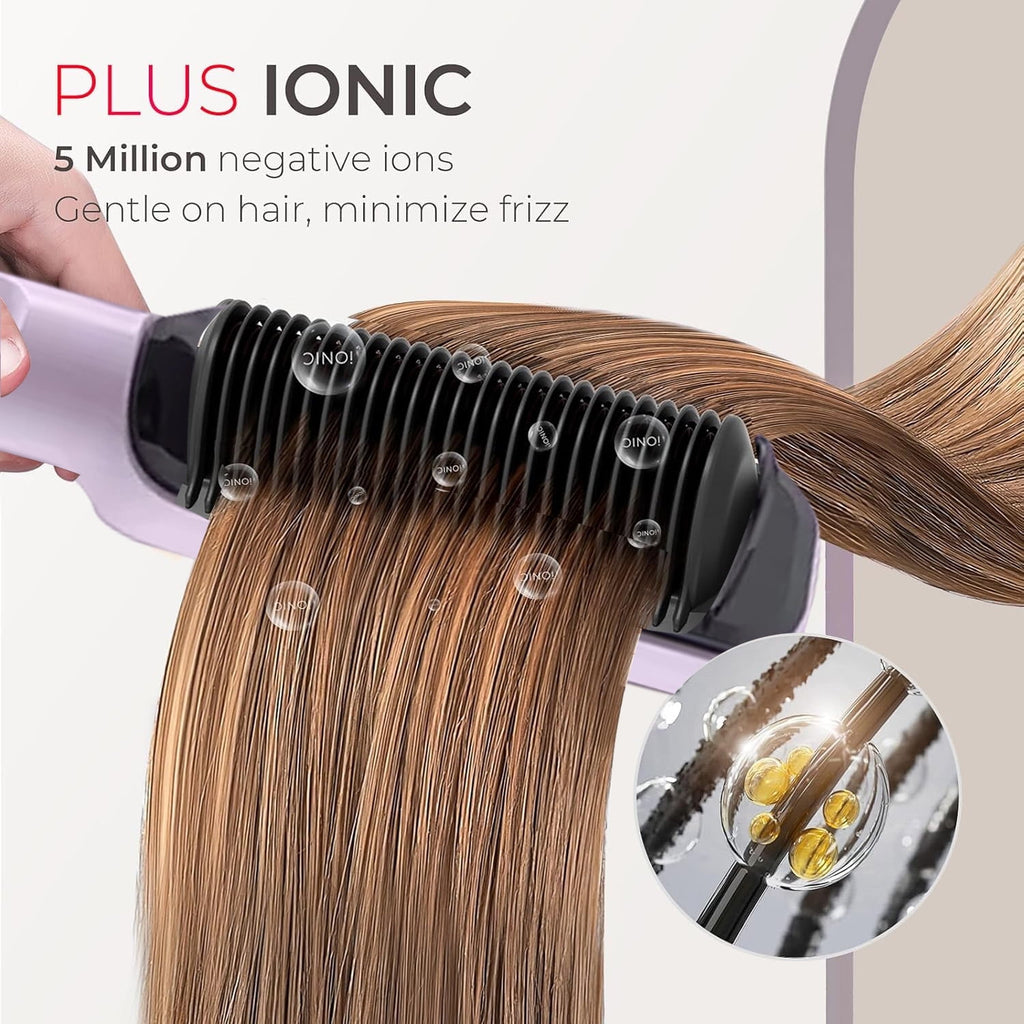 Morfone Hair Straightener Brush, Hair Straightening Iron with Built-in Comb, 10s Fast Heating & Multi Temp Settings & Anti-Scald, Perfect for Professional Salon at Home