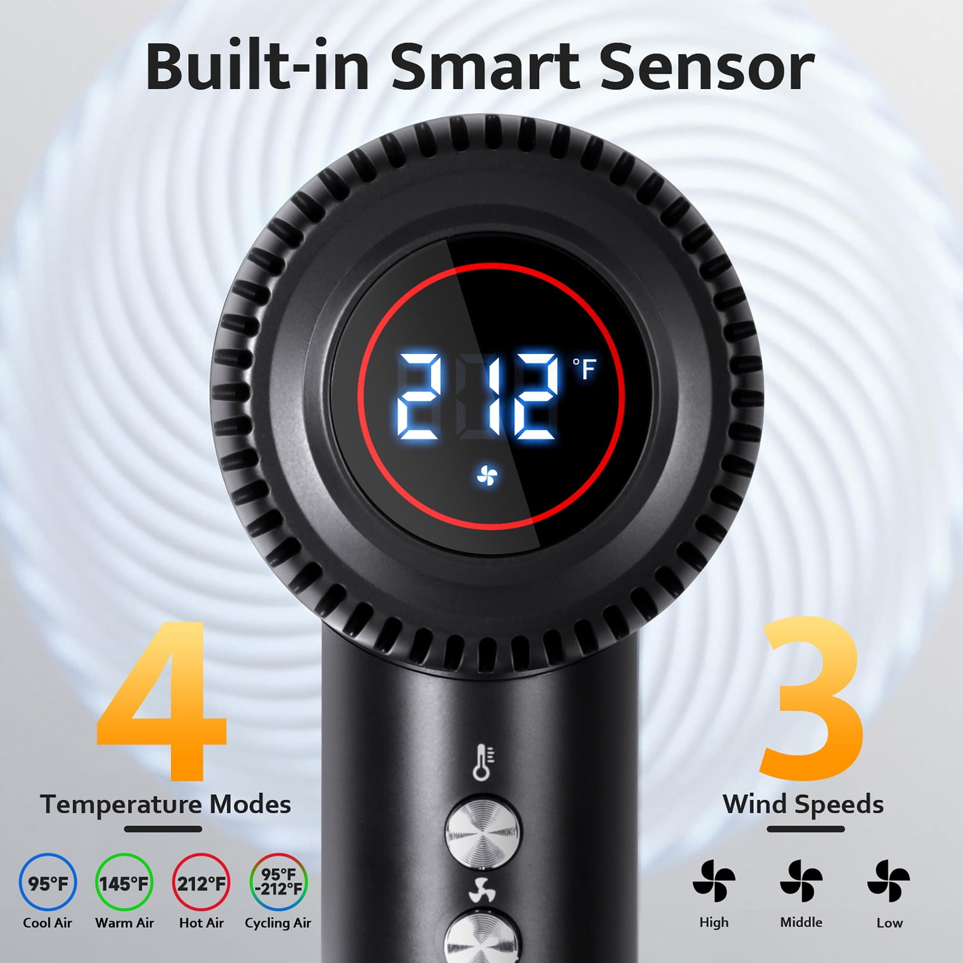 Morfone Hair Dryer,160000 RPM Professional High-Speed Blow Dryer 500 Millions Negative Ionic Care Hair Dryer for Fast Drying,Low Noise Thermo-Control Hairdryer,Travel with Magnetic Diffuser & Nozzle