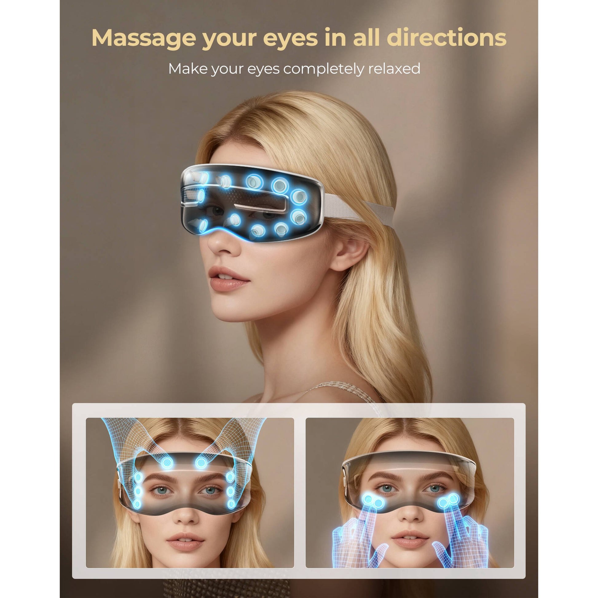 Morfone Eye Massager with Heat and Cooling, Eye Mask with DIY Massage Setting, Sleep Mask for Relax, Birthday Gifts for Women Men, Black