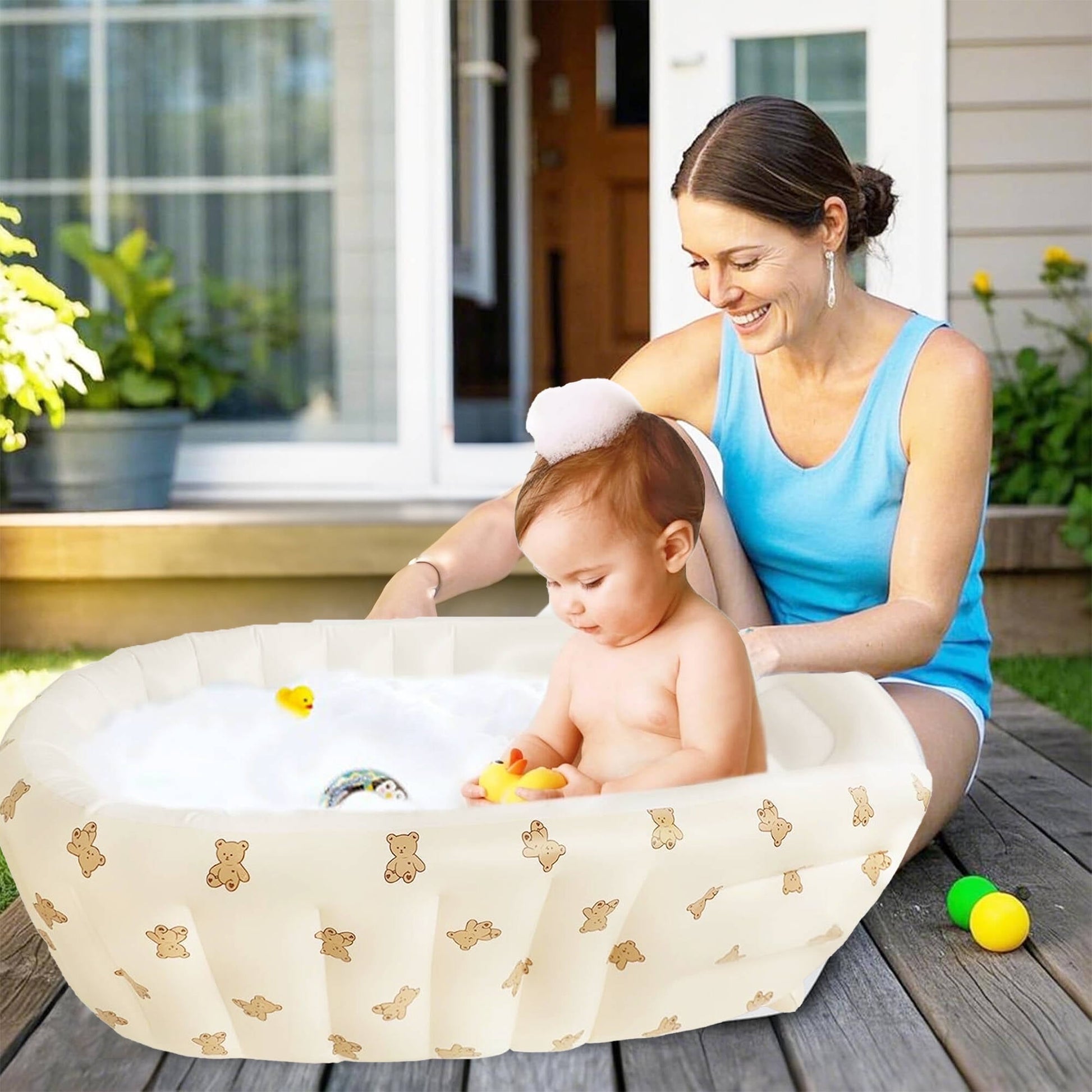 Morfone Inflatable Baby Bathtub for Newborn to Toddler, Portable Baby Tub with Air Pump, Collapsible Shower Basin for Easy Storage