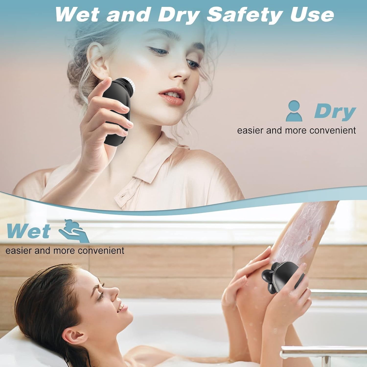 Morfone 5-in-1 Electric Razors for Women, Wet/Dry 7D Womens Razor & Hair Trimmer with USB Adapter & Charging Cable,5D Rechargeable Rotary Shaver with Lithium-Ion Battery, Water Resistant Grooming Kit