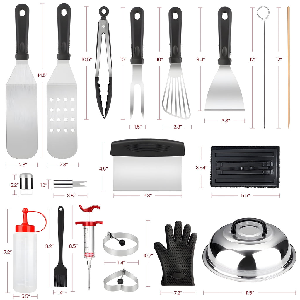 ACMETOP 137PCS Griddle Accessories Kit, Stainless Steel Grill Tools Set for Blackstone and Camp Chef, Professional Flat Top Grill Spatula Set for Men Women Outdoor BBQ and Camping
