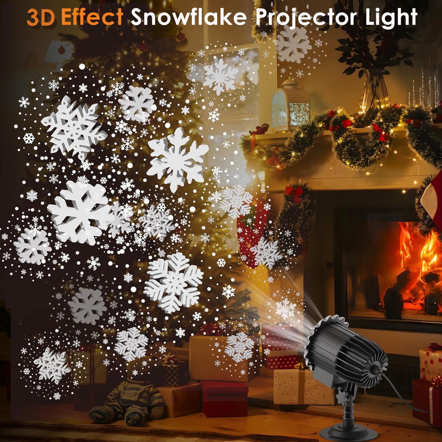 Morfone Christmas Projector Lights Outdoor, 3D Snowflake LED Projector Lights IP65 Waterproof 9W High Brightness Outdoor Indoor for Christmas, New Year, Birthday Party and Garden Decoration