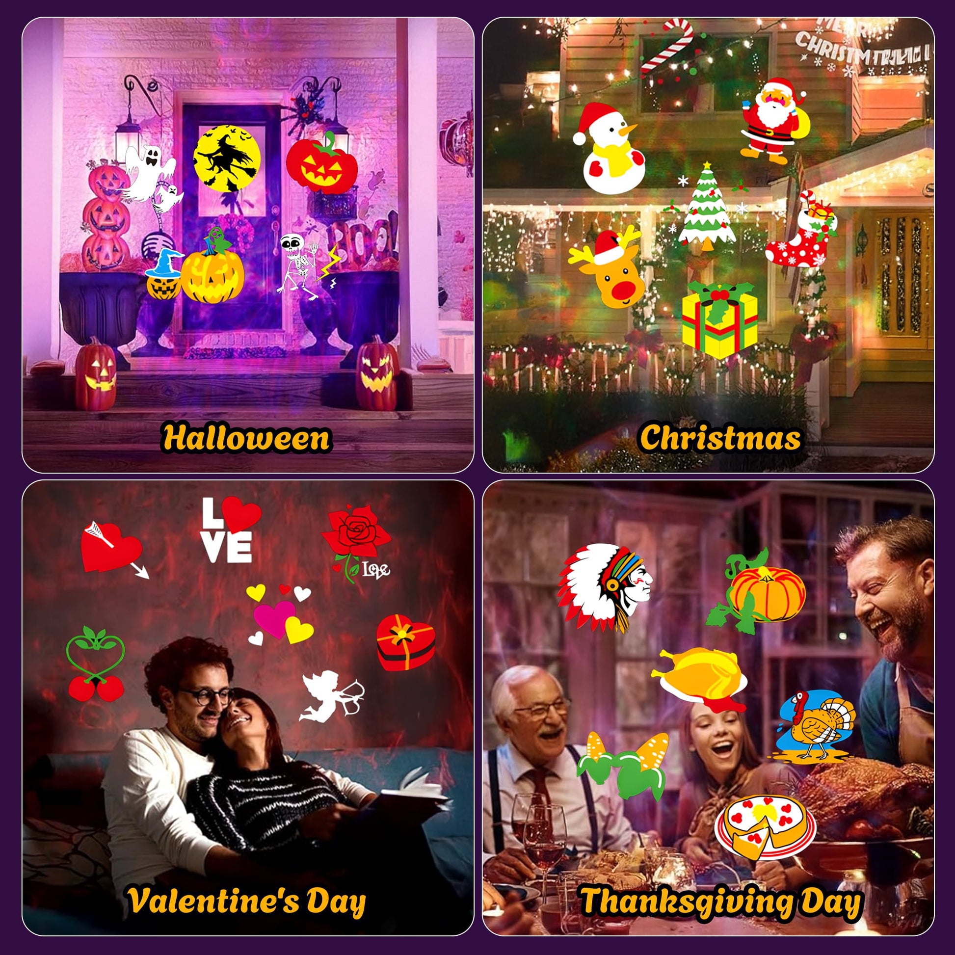Morfone Halloween Christmas Projector Lights Outdoor, 2-in-1 HD Holiday Projector Lights with Remote Control & Timers, IP65 Waterproof Halloween Decorations for Yard Party Garden