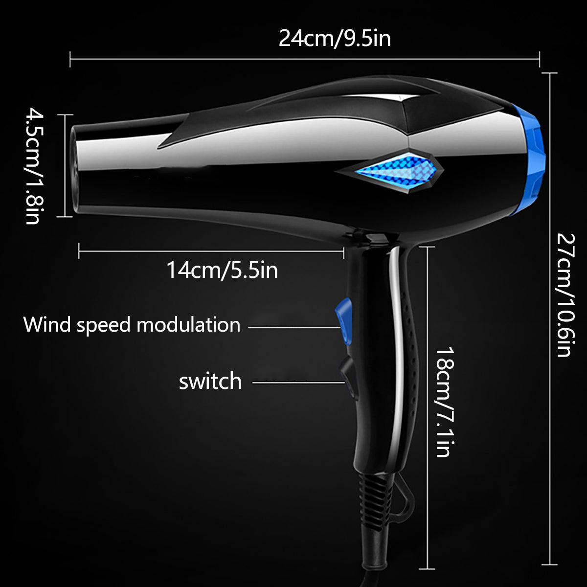 Morfone 12-piece multi-functional hair dryer set, capable of quickly drying hair - compact and portable, suitable for the whole family - gift set.