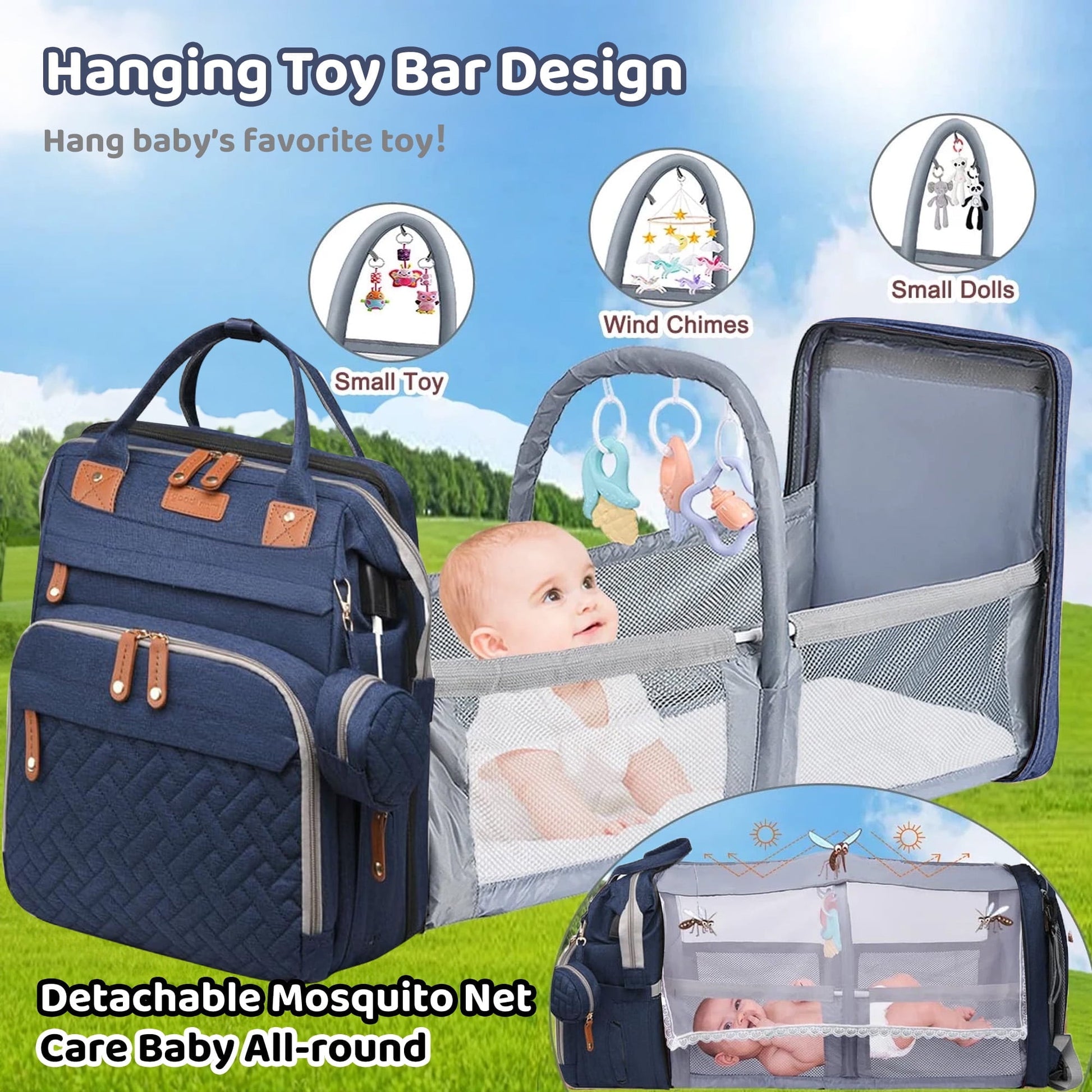 Morfone Diaper Bag Backpack with Changing Station, Large Capacity Baby Essentials Travel Tote, Waterproof Baby Bag with Changing Pad Stroller Straps & Pacifier Case - Unisex