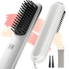 Morfone Cordless Hair Straightener Brush, Portable Straightening Brush for Travel, Mini Hot Ionic Straightener Comb for Women, Ceramic Coating, Lightweight for Touch-ups, USB Rechargeable