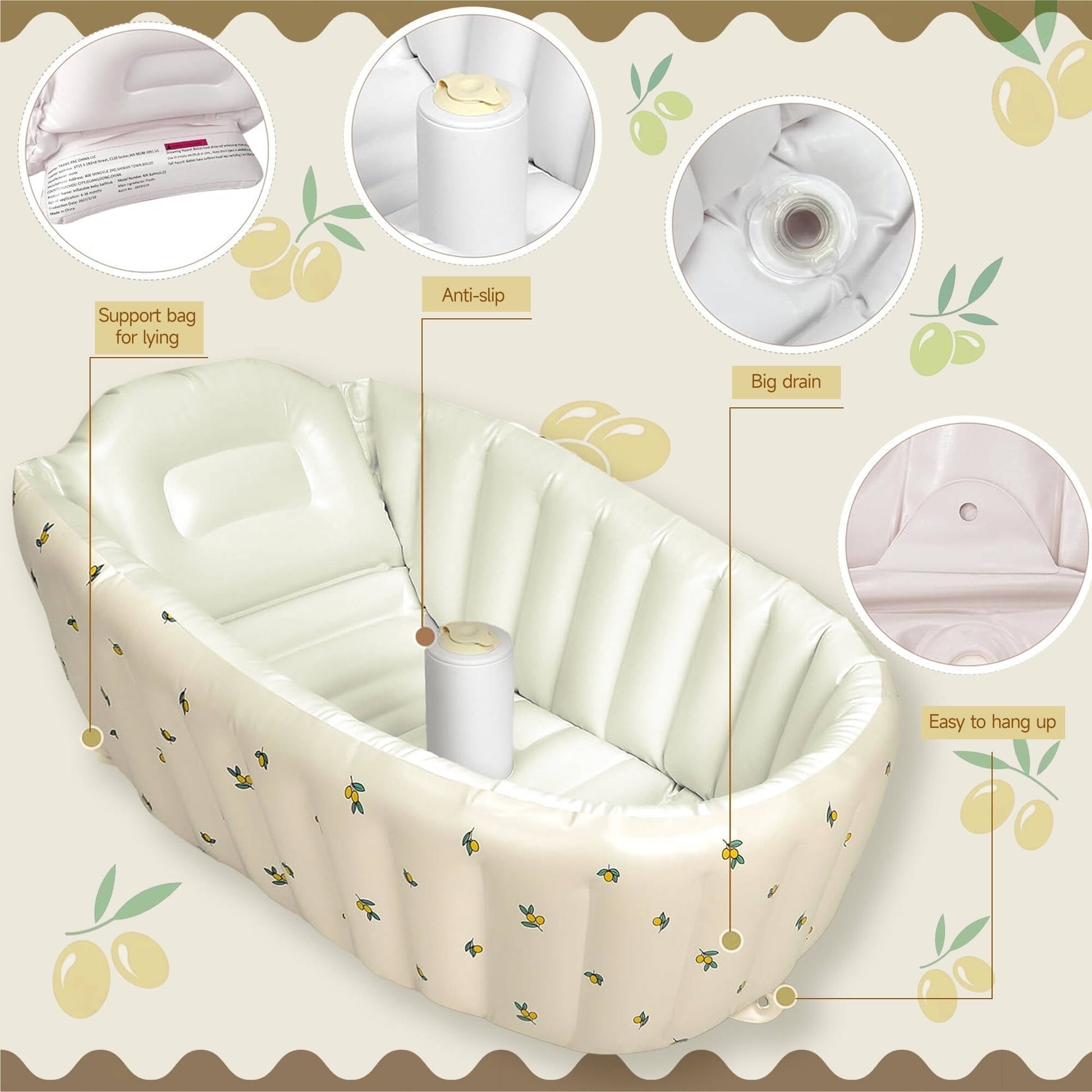 Morfone Inflatable Baby Bathtub for Newborn to Toddler, Portable Baby Tub with Air Pump, Collapsible Shower Basin for Easy Storage