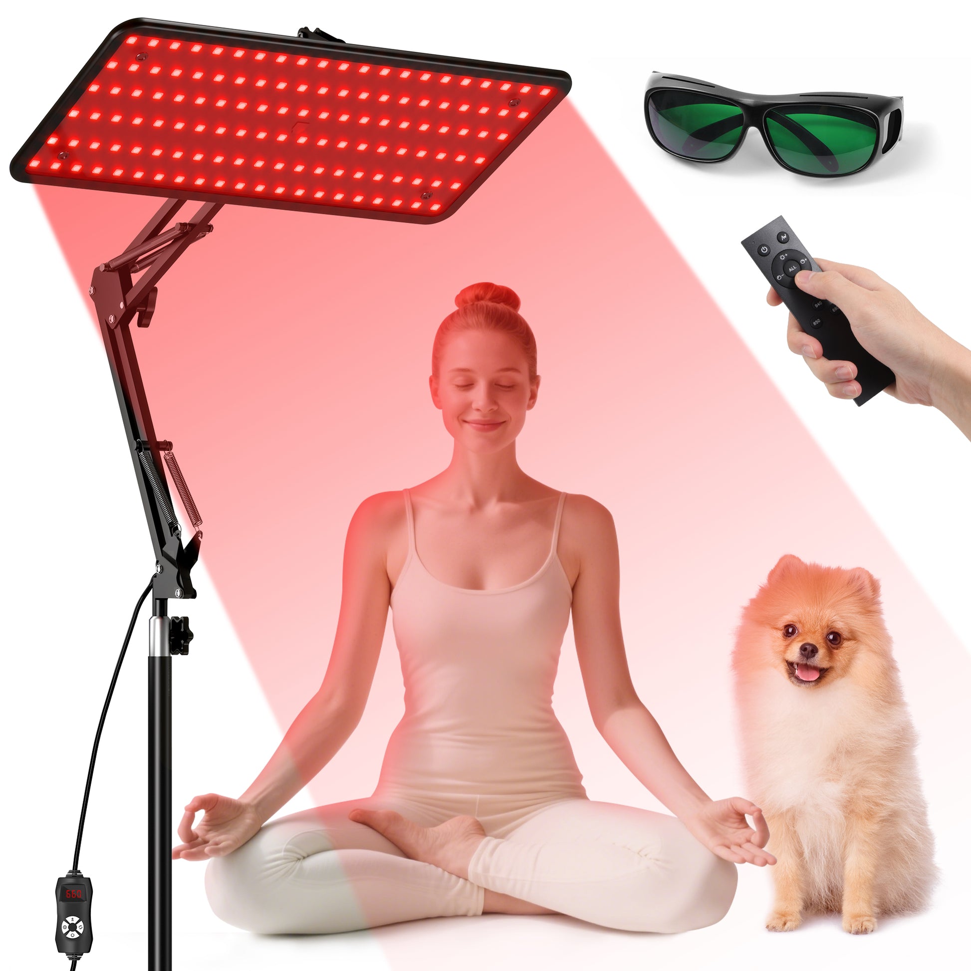 Morfone 120 and 200 models feature infrared light therapy lamps with wavelengths of 660nm, 850nm, and 940nm.Red light with wireless remote control.